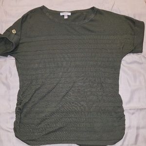 Dark olive green knitted top short sleeve